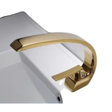  Modern medence csaptelep, egyfogantyú kialakítás, meleg és hideg víz funkcionalitás, Arany csaptelep