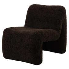  Modern sötétbarna bouclé design fotel – puha teddy kárpitozott lounge fotel nappaliba bútor