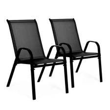 ModernHome 2 db kerti szék készlet teraszra erkélyre fekete | SC-092KD BLACK kerti bútor