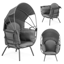 ModernHome Cocoon kerti fotel összecsukható baldachinnal, szürke modernhome kerti bútor