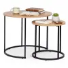 ModernHome Dohányzóasztal szett, ModernHome YCJ6050T-19, átmérő: 60 és 40 cm, kör alakú, magasság: 50 és 41,5 cm, fém váz, MDF asztallap, 2 darabos