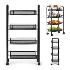 ModernHome Metalowy regał mobliny łazienkowy z 4 półkami kółka czarny modernhome fürdőszoba bútor