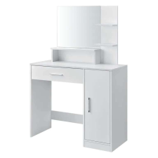 ModernHome Modern kozmetikai-fésülködő asztal tükörrel, 90x40x137,5 cm, fehér bútor