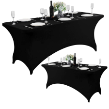 ModernHome Univerzális asztalterítő borító vendéglátóipari asztalhoz 180 cm 6ft fekete elasztikus party kellék