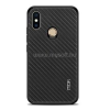 MOFI HONOR szilikon telefonvédő (bőr hatású hátlap, fonott minta) FEKETE (GP-79179)