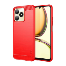 MOFI szilikon telefonvédő (közepesen ütésálló, légpárnás sarok, szálcsiszolt, karbon minta) PIROS Realme C53 tok és táska