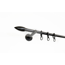  Mohács fekete 1 rudas fém karnis szett - modern tartóval - 200 cm karnis, függönyrúd