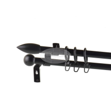  Mohács fekete 2 rudas fém karnis szett - 300 cm karnis, függönyrúd