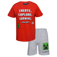 Mojang Minecraft gyerek rövid pizsama piros szürke 5-6 év (116 cm)