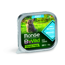  Monge BWild Grain Free Paté Terrine Adult - szardella zöldségekkel 100 g macskaeledel