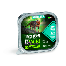  Monge BWild Grain Free Paté Terrine Sterilised - tonhal zöldségekkel 100 g macskaeledel