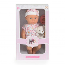 Moni BABA 30cm újszülött maciruhában kisnyuszival PINK baba