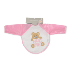  Moni Bear előke hosszú ujjal, macis mintával, pvc/textil pink előke