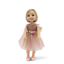 Moni Játékbaba 38 cm-es hajasbaba, szőke, tüll szoknya, fésűvel - Barackvirág baba
