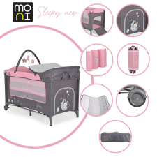 Moni Sleepy összecsukható luxus utazóágy 2 szintes Pink utazóágy