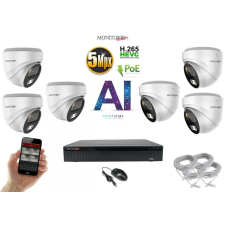 Monitorrs Security - AI IP Dóm kamerarendszer 6 kamerával 5 Mpix - 6370K6 megfigyelő kamera
