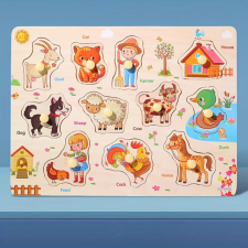  Montessori fejlesztő fa puzzle játék puzzle, kirakós