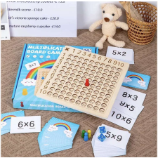  Montessori matematikai Szorzótábla gyakorló fa játék +100db kártya kreatív és készségfejlesztő