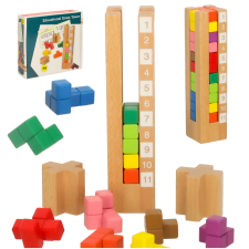 Montessori színes faépítő kockák fajáték