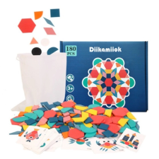 Montessori színes tangram fa kirakó 180 darab puzzle, kirakós