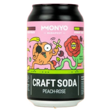 MONYO CRAFT SODA - PEACH ROSE - szénsavas üdítőital (0,33L) (0%) üdítő, ásványviz, gyümölcslé