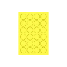 MOS Etikett címke színes kör 40 mm-es átmérő kerek sárga 24 db/ív, 25 ív/csomag (raktáron) etikett