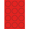 MOS Etikett címke színes kör 60 mm-es átmérő kerek piros 12 db/ív, 25 ív/csomag (raktáron)