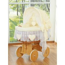  Moses Basket fonott kapucnis kiságy Amelie - natúr + krémszínű ágyneműhuzat babakocsi kiegészítő