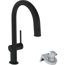  Mosogató csaptelep Hansgrohe Aqittura leeresztőszelep nélkül matt fekete 76826670 csaptelep