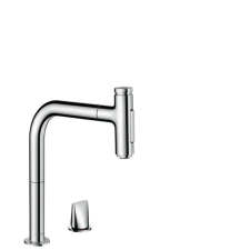 Mosogató csaptelep Hansgrohe Metris kihúzható zuhannyal, 2 áram króm 73819000 csaptelep