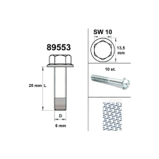  Motorcsavar kulcs 10-es méret M6x25 ezüst (x10) egyéb motorkerékpár alkatrész