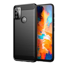 Motorola Moto G14, Szilikon tok, közepesen ütésálló, szálcsiszolt, karbon minta, fekete tok és táska