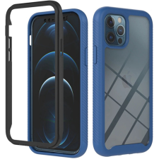  Motorola Moto G71 5G, Szilikon hátlap és műanyag előlapi tok, elő- és hátlapi üveggel, közepsen ütésálló, Wooze Power Case, fekete/kék (114165) tok és táska