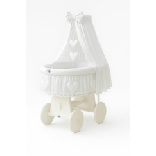 Mózeskosár fonott függönyös kiságy Amelie - fehér + fehér ágyneműhuzat babakocsi kiegészítő