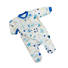 MROFI Lux Pamut Hosszú ujjú Rugi - Fehér/Kék Tengeres 56 rugdalózó