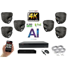 MS - 4K AI IP kamerarendszer 6 kamerával switchel 8 Mpix GD - 6377K6B megfigyelő kamera