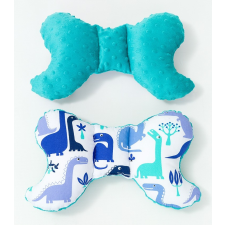 MT T Pillangó párna - Fehér alapon kék dínók - türkiz Minky háttal babaágynemű, babapléd