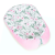 MT T Prémium Velvet babafészek - Fehér alapon rózsaszín virágok zöld levelekkel - rózsaszín háttal
