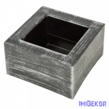  Műanyag antikolt négyzet forma M8,5x15x15cm - Ezüst dekorációs kellék