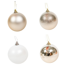  Műanyag gömb gyöngy fehér-világos arany mix 12cm dekorációs kellék