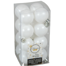  Műanyag gömb téli fehér 4cm 16db-os karácsonyfadísz