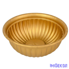  Műanyag kerek bordás tál D31 M12 cm - Arany dekorációs kellék