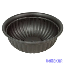  Műanyag kerek bordás tál D31 M12 cm - Grafit dekorációs kellék