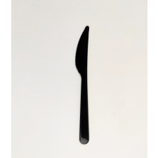  Műanyag kés, elmosható, többször használható, fekete, 50 db/cs tányér és evőeszköz