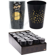 Műanyag party pohár fekete arany pöttyökkel, 4 db/csomag, 270 ml party kellék