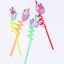  Műanyag Spirális Szívószál – Flamingó 4 db-os sütés és főzés