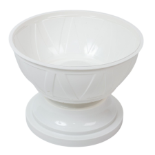 Műanyag talpas tál háromszög mintás fehér D18cm M13cm dekorációs kellék