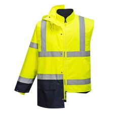 . Munkavédelmi kabát, kéttónusú, 5 az 1-ben, M méret &quot;Essential&quot;, sárga-tengerészkék munkaruha