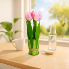  Műnövény dekoráció - tulipán - rózsaszín - 26 x 6,5 cm dekoráció