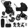 MUUVO Kombinált babakocsi Quick SE 2 Chromium black szett 2in1 + CYBEX Aton B2 i-Size + alap